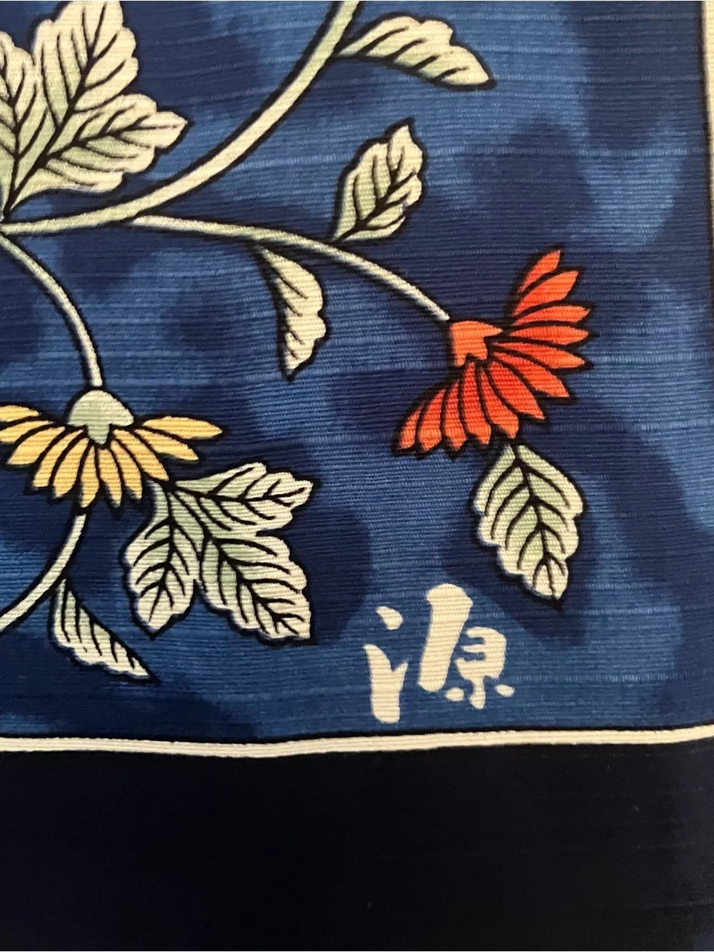 Furoshiki Japanese Cotton Wrapping Cloth Cover Blue Floral Square 39in
